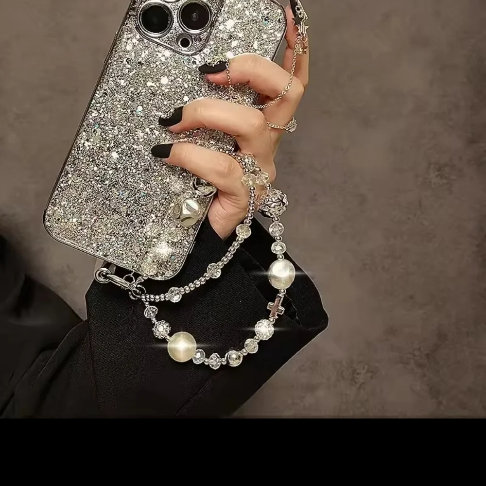 2/$12 Glitter Phone/Purse with Pearl and Cross Charms
